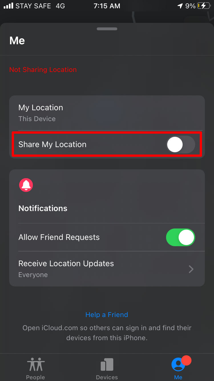 stop sharing location