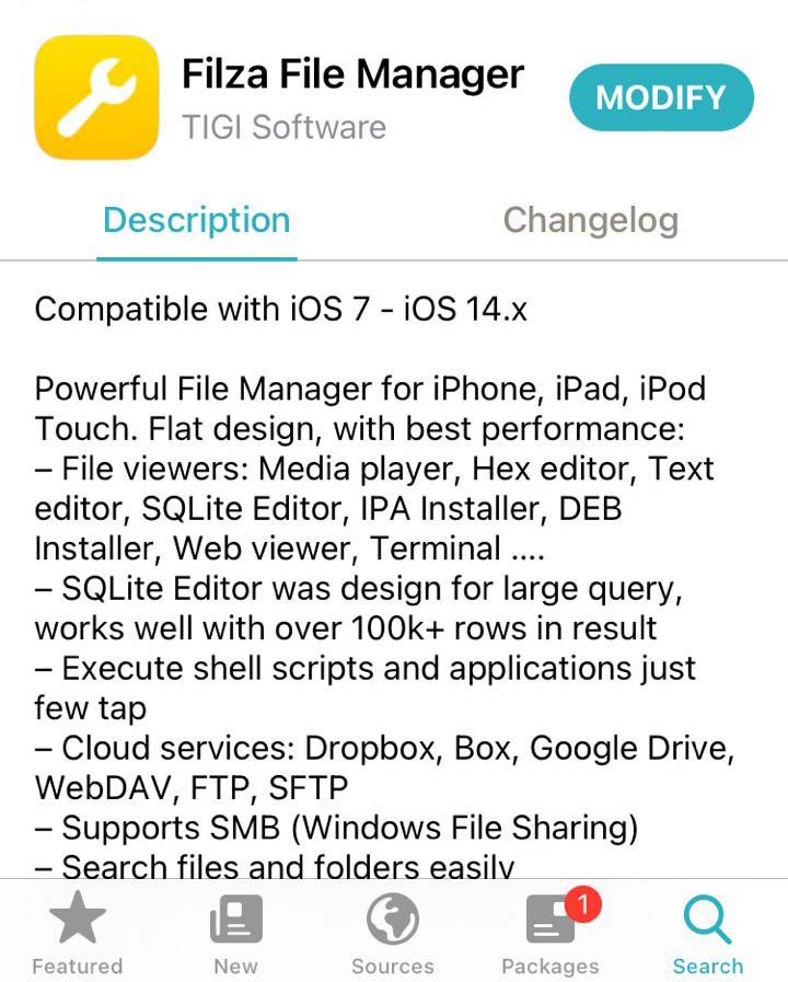 Κατεβάστε το Filza File Manager για iOS 14